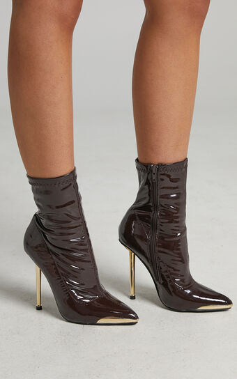 Public Desire - Player Boots in Chocolate Patent