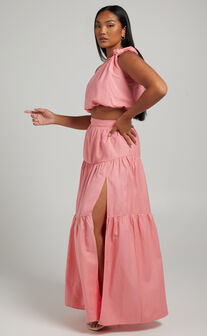 Aerilyn One Shoulder Maxi Two Piece Set in Pink