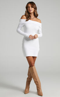 Barker Off-Shoulder Mini Dress in Cream