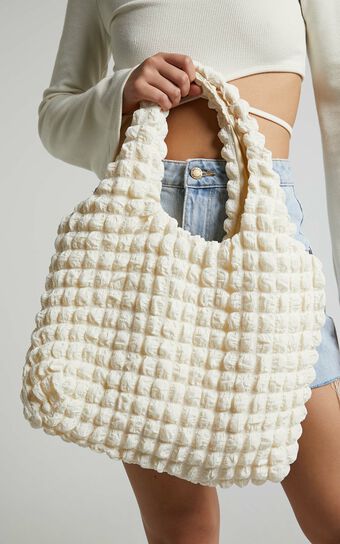 Jenevera Bag - Quilted Puff Bag in White
