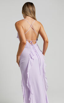 Connie Midaxi Dress- Ruffle Detail Dress in Lilac