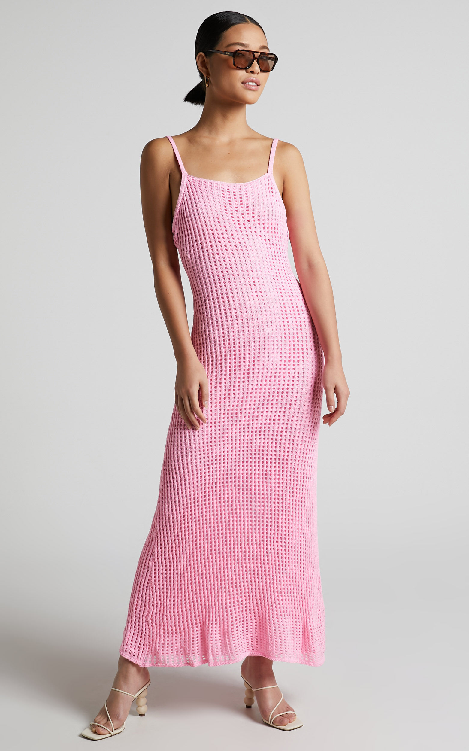 Shana Maxi Dress - Crochet Dress in Pink - L, PNK1, super-hi-res image number null