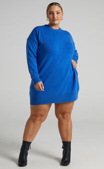 Shanisse Open Back Mini Knit Dress in Cobalt