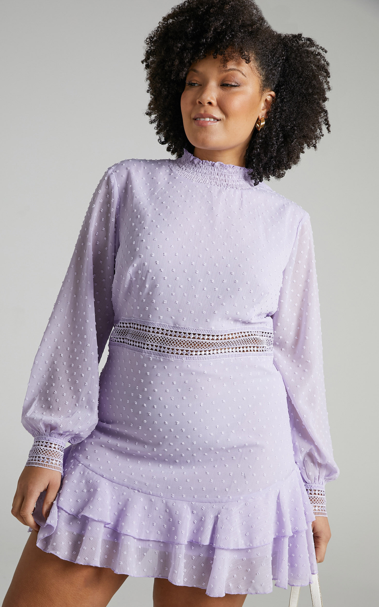 Are You Gonna Kiss Me Long Sleeve Mini Dress in Lilac - 04, PRP3, super-hi-res image number null