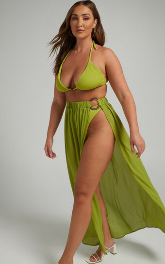 April Maxi Skirt Cover Up with Wooden Ring in Green