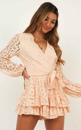 Communal Love Playsuit in Blush Lace