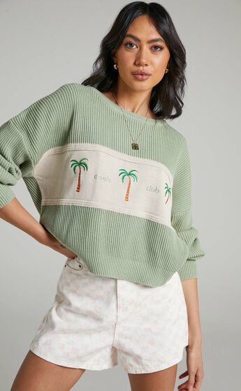 Cools Club - Palm Crew Knit in Seagrass
