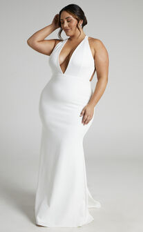 Taveuni Plunge Cross Back Gown in White