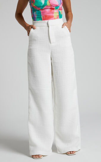 Walters Wide Leg High Waist Tailored Pants in White