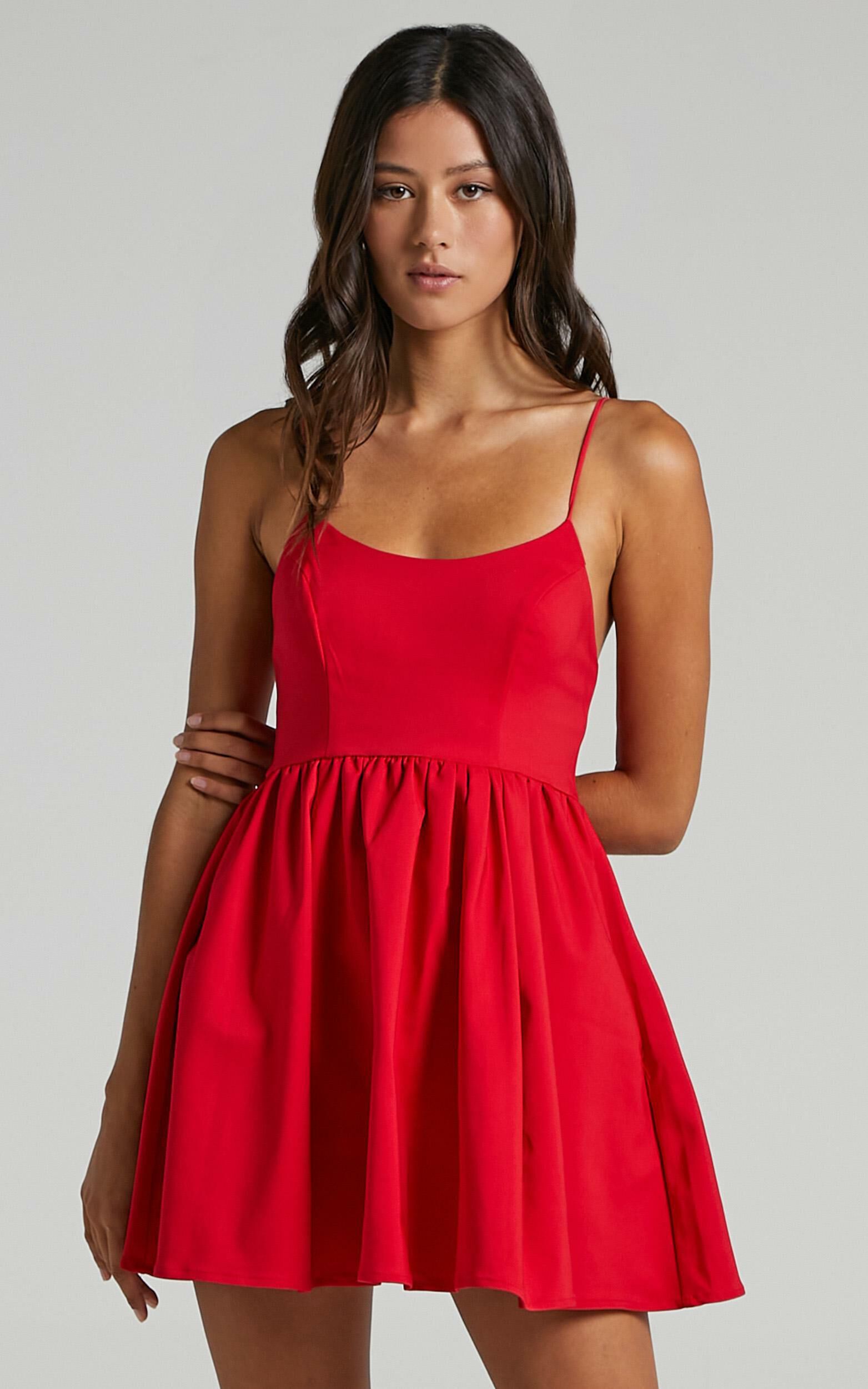 You Got Nothing To Prove Mini Dress - Strappy A-line Dress in Red - 04, RED3
