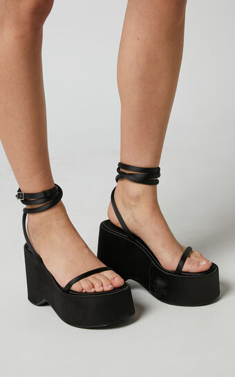 Therapy - Elevate Heels in Black Satin