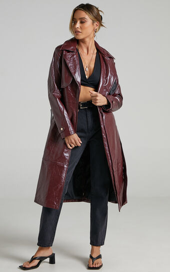 Unsolved Mystery Trench Coat in Aubergine