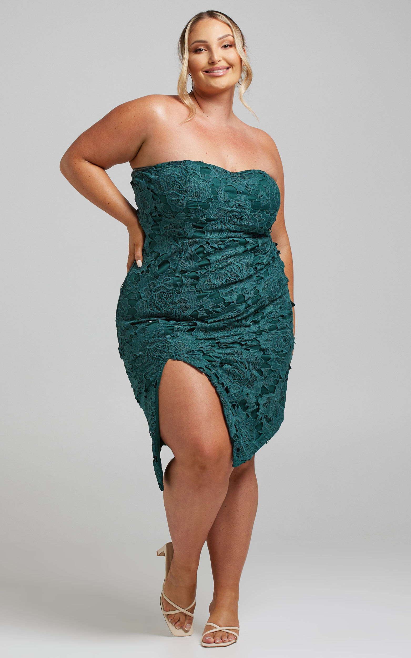 Lace To Lace Dress in Emerald Lace - 04, GRN3, super-hi-res image number null