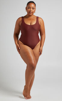 Lani Recycled Nylon Scoop Neck One Piece in Chocolate