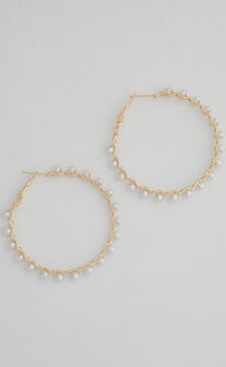 Jytte Pearl Hoop Earrings in Gold