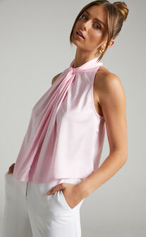 Lonita Twist Front Sleeveless Blouse in Pink