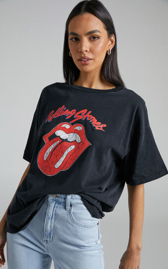 Universal Music - Rolling Stones Tee in Washed Black
