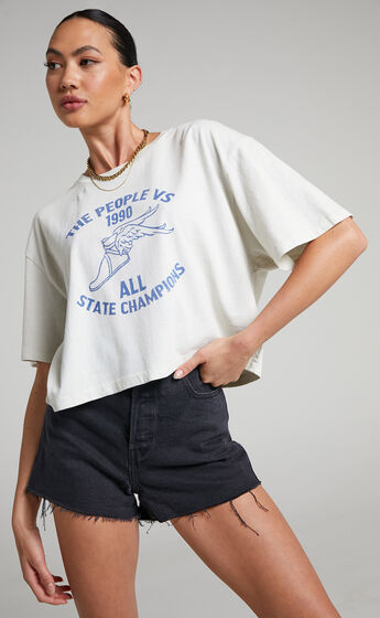 The People Vs - Athletica Crop Tee in Antique White