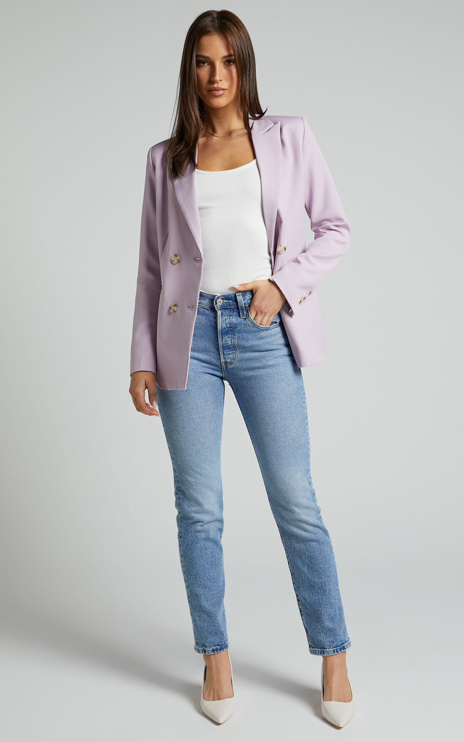 Allie Blazer - Double Breasted Blazer in Lilac - 04, PRP1