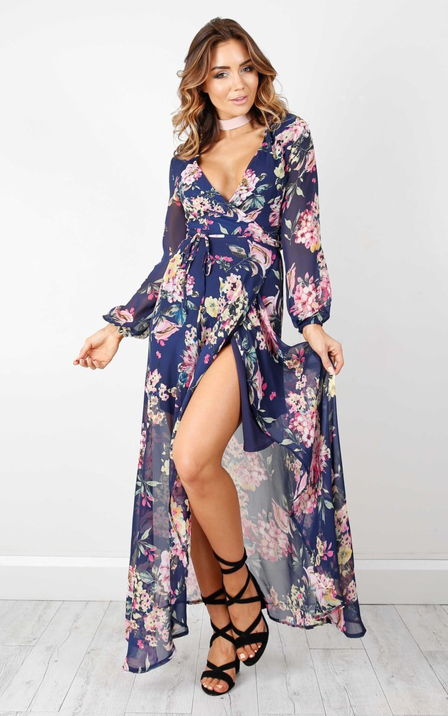 Autumn Falls maxi dress in navy floral  - 6 (XS), NVY1