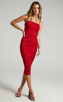 Commit To Me Bodycon Midi Dress in Red
