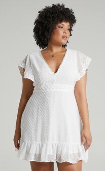 Once Upon A Daydream V Neck Mini Dress in White