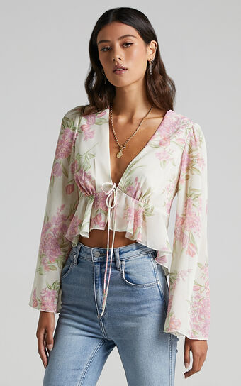 Dance It Out Top in Cream Floral