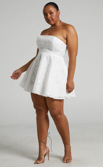 Isabel Strapless Bustier Mini Dress in White