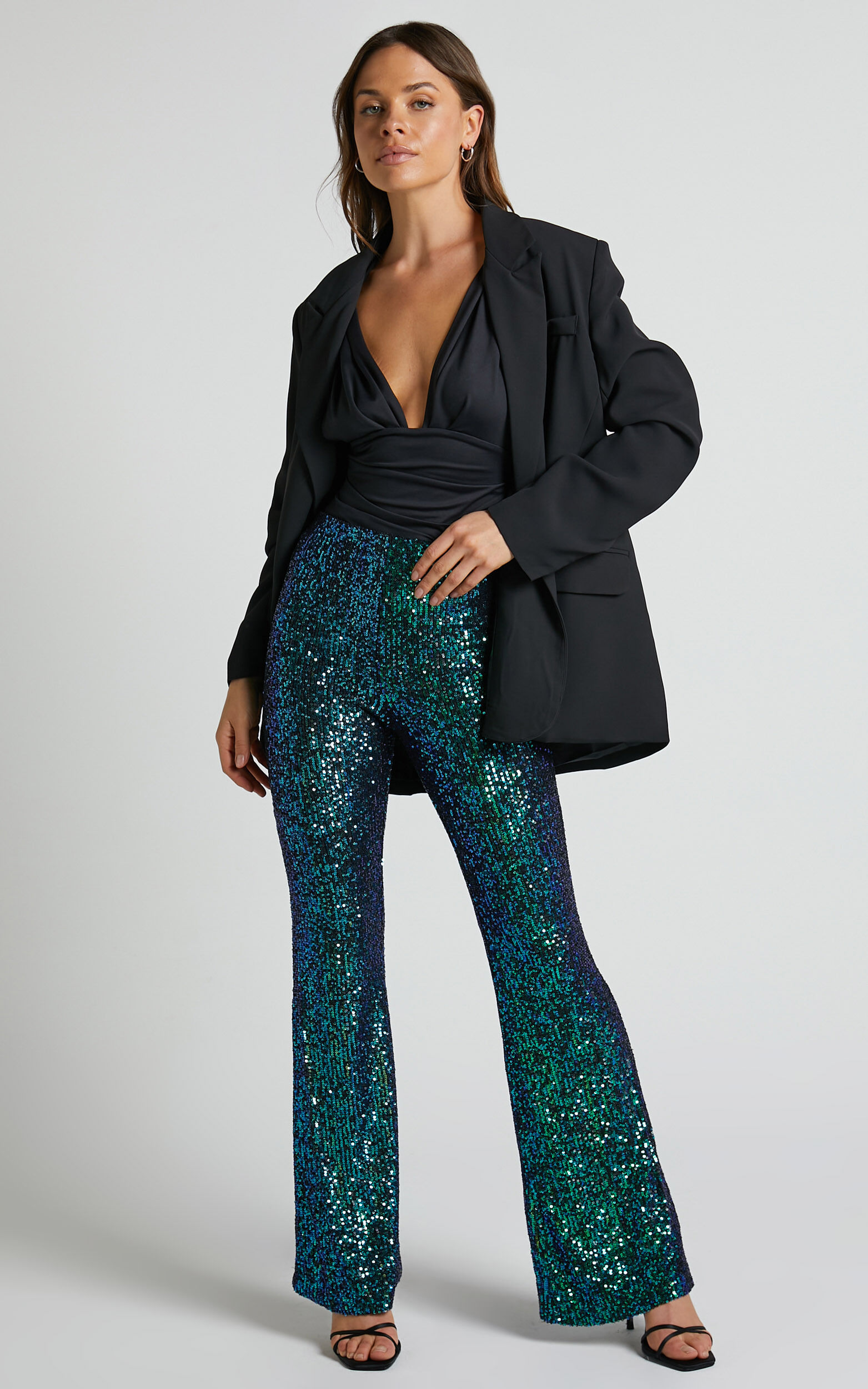 SEQUINS STRAIGHT LEG PANTS BRIGHT GREEN  Most Wanted