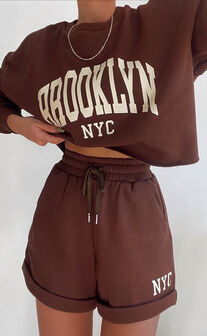 Sunday Society Club - Brooklyn NYC Crop Sweatshirt in Chocolate