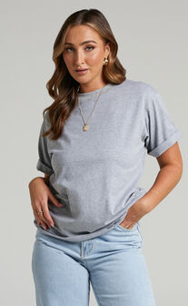 Davinia Crew Neck T-shirt in Grey Marle