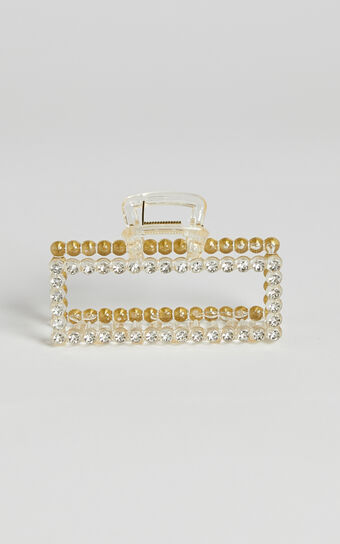 Iansky Diamante Embellished Rectangle Hair Clip in Gold