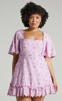 Fancy A Spritz Square Neck Mini Dress in Lilac