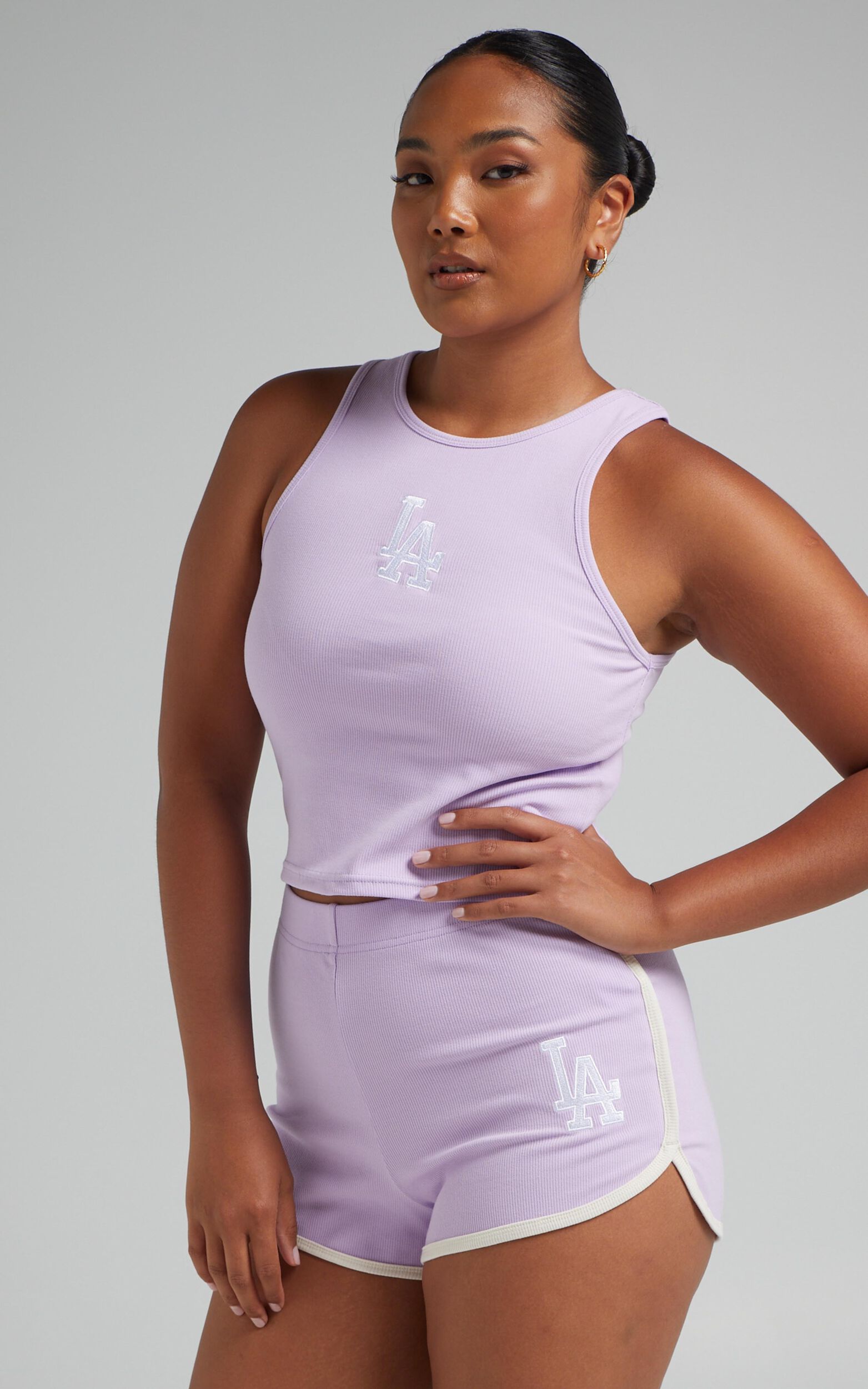 Majestic - Dodgers Rib Short in Orchid - L, PRP1