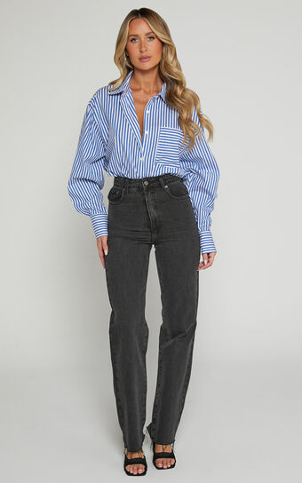 Dexter Jeans - High Waisted Straight Leg Denim Jeans in Washed Black