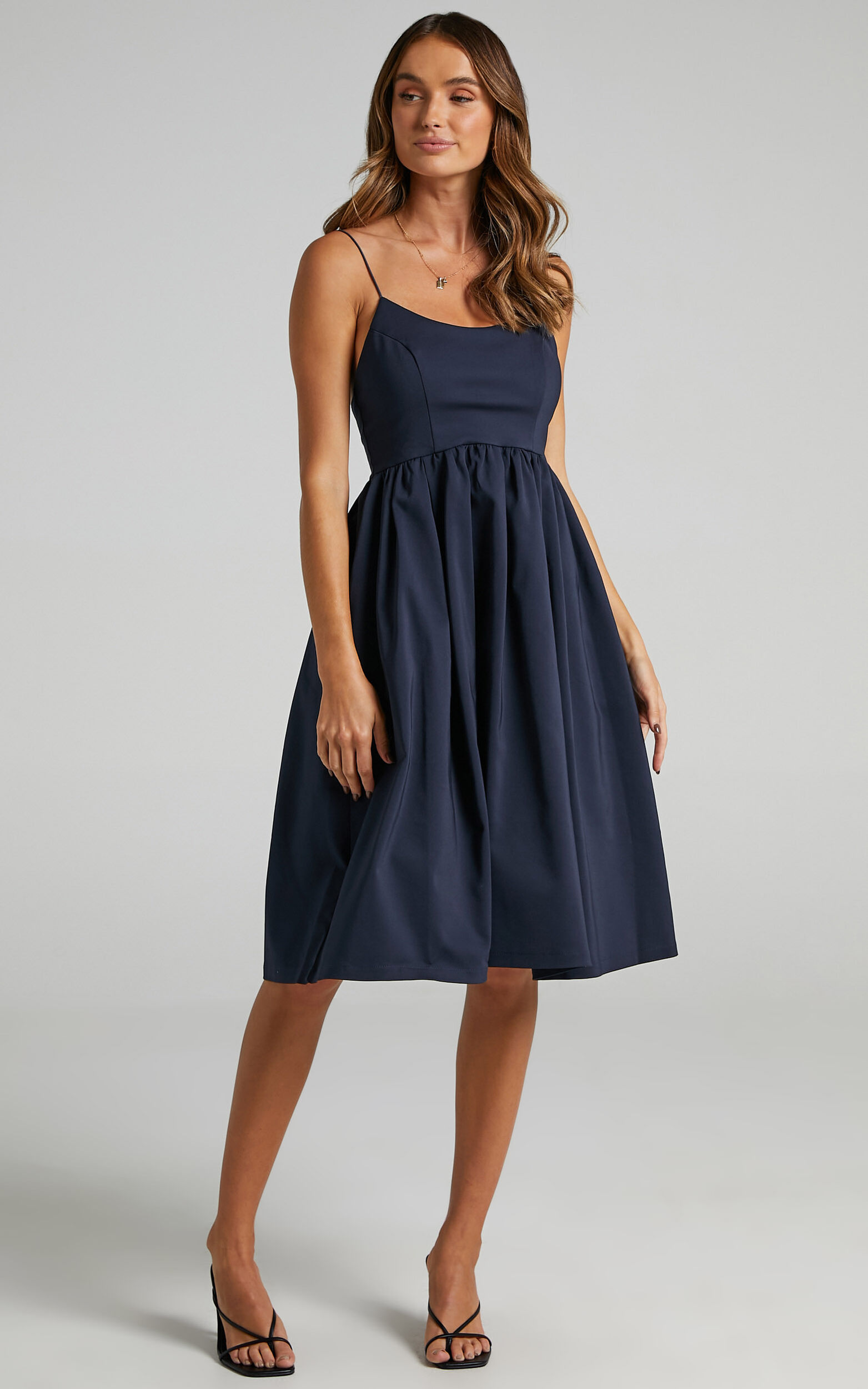 Wild Nights A-line Spaghetti Strap Dress in Navy - 06, NVY3