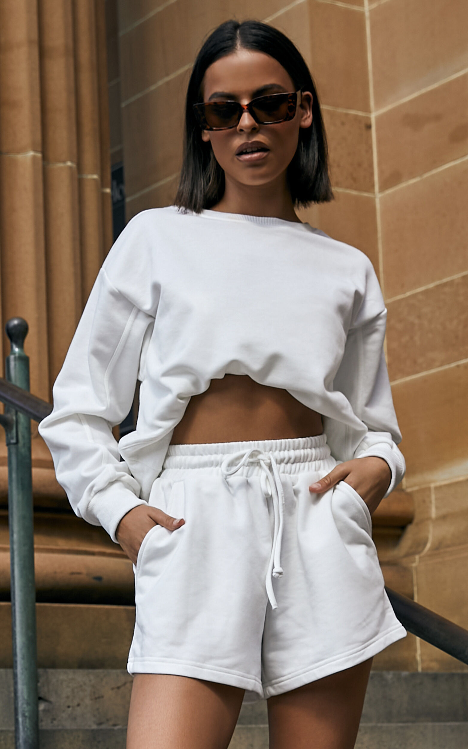 Jensome Boxy Fit Cropped Jersey Sweatshirt in White - 04, WHT2, super-hi-res image number null