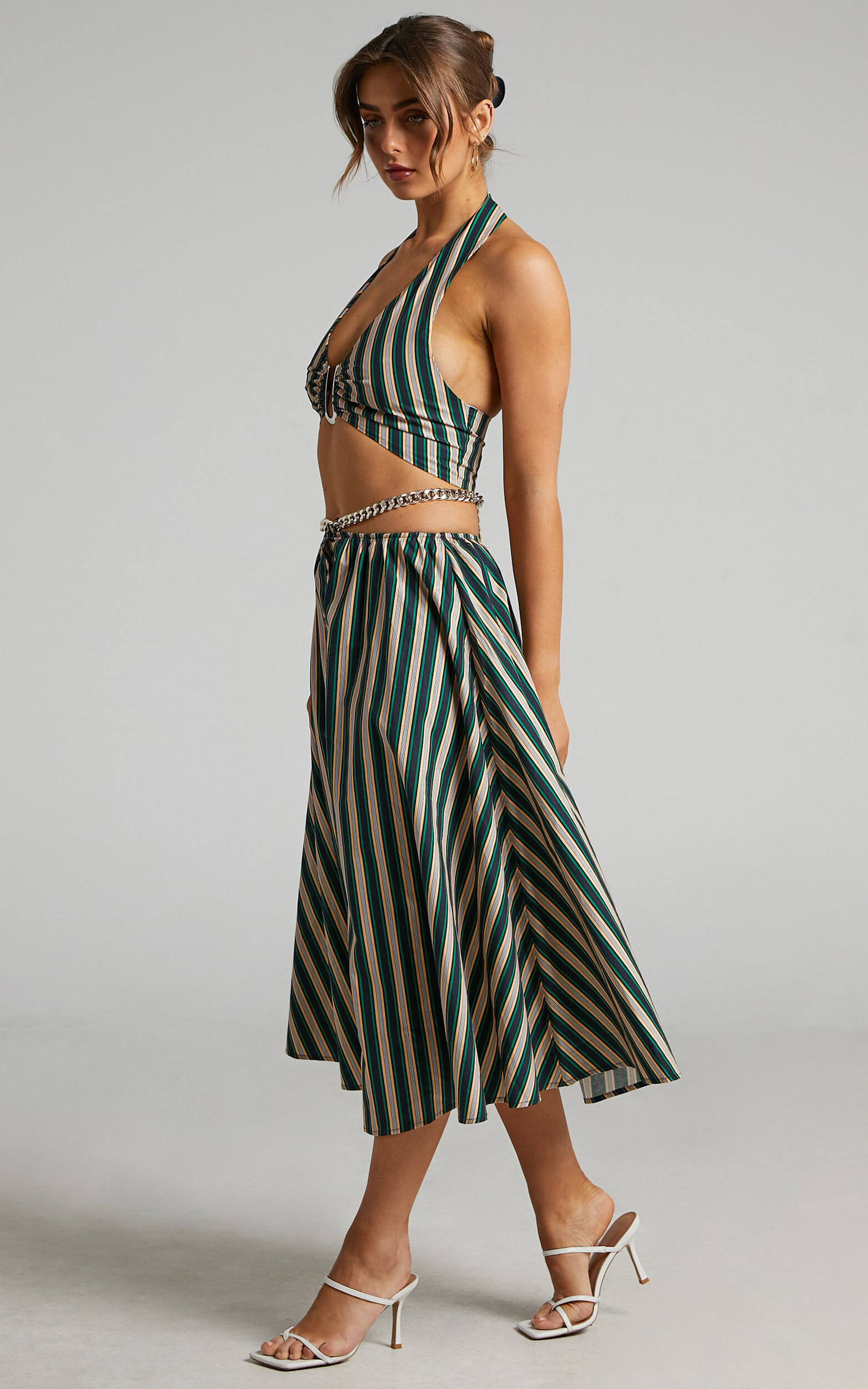 ATOIR - THE GRAVITY SKIRT in IVY PEACH STRIPE - 06, GRN1, super-hi-res image number null