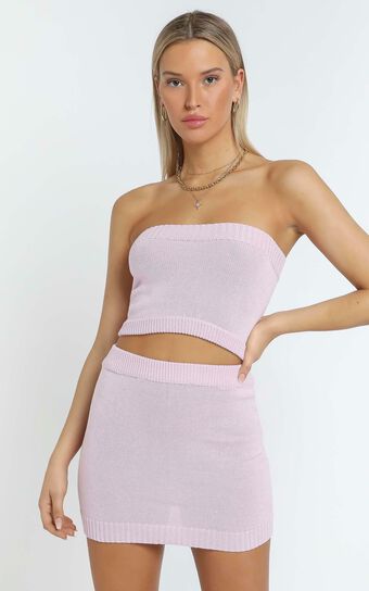 Connie Knitted Two Piece Set in Pink