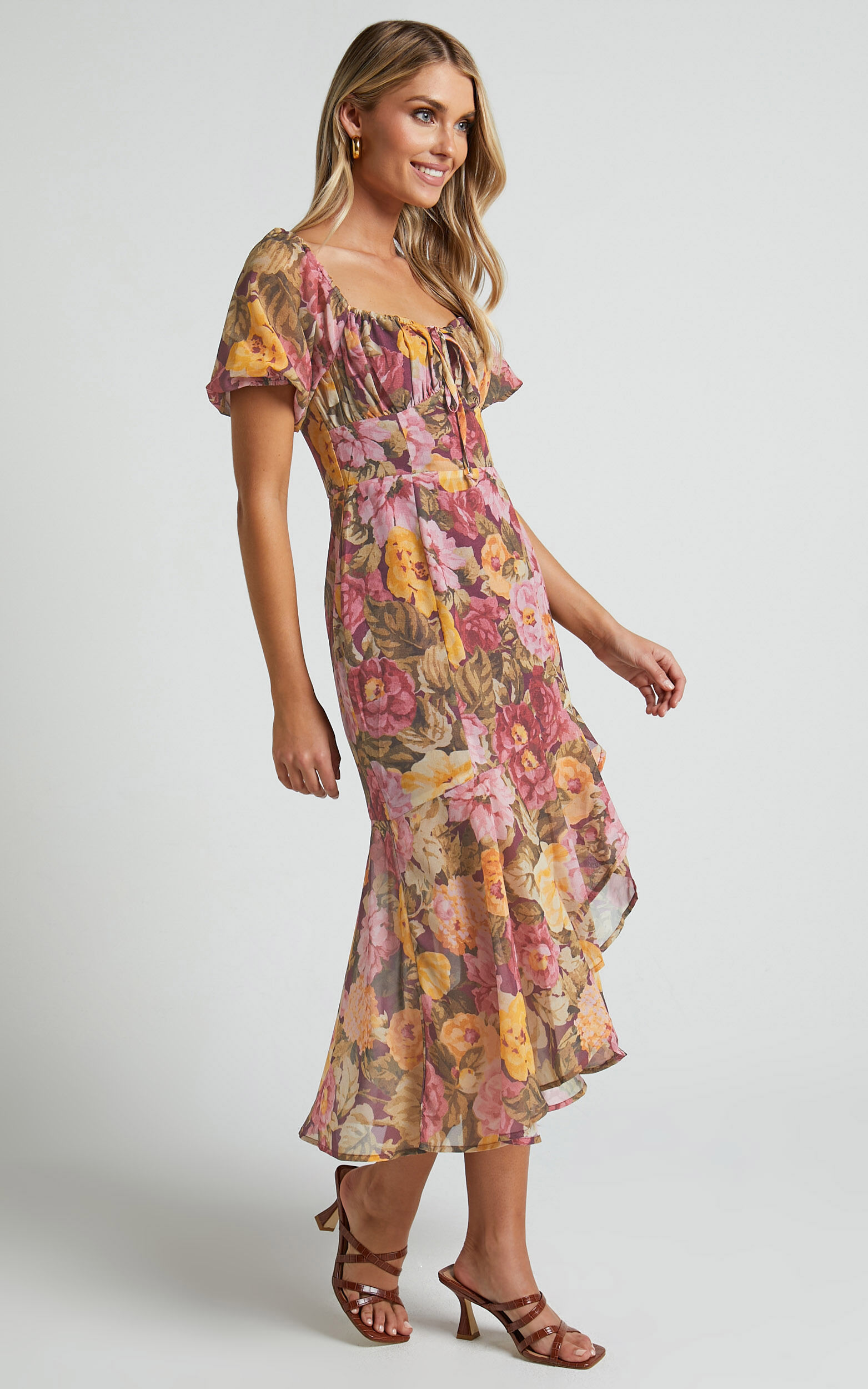 Jasalina Puff Sleeve Dress in Classic Floral | Showpo USA