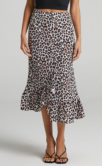 Keep Me Amused Midi Skirt in Leopard Print