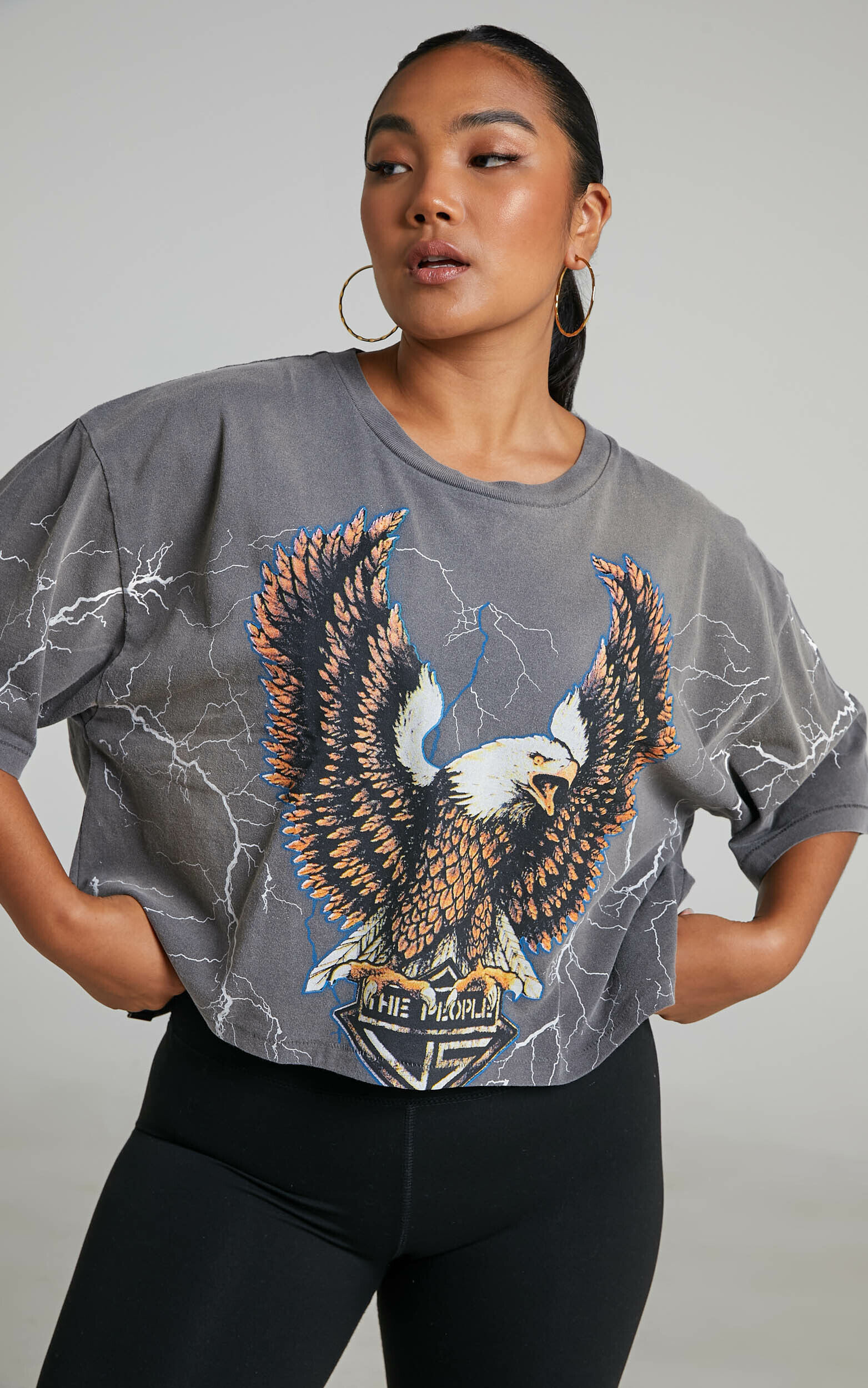 The People Vs - Eagle Storm Helena Tee in Smashed Black - L, BLK1