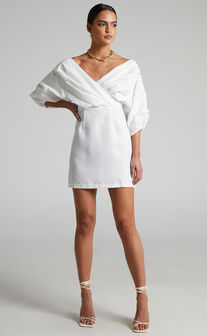 Anastasija Off Shoulder Mini Dress in White