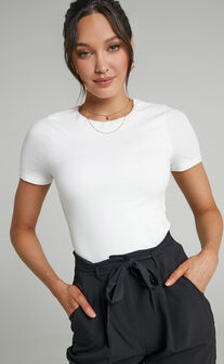 Alexie Tshirt - High Neckline Tshirt in White