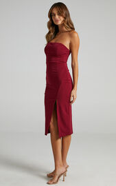Find Me Where The Wild Things Are Strapless Dress In Wine | Showpo USA