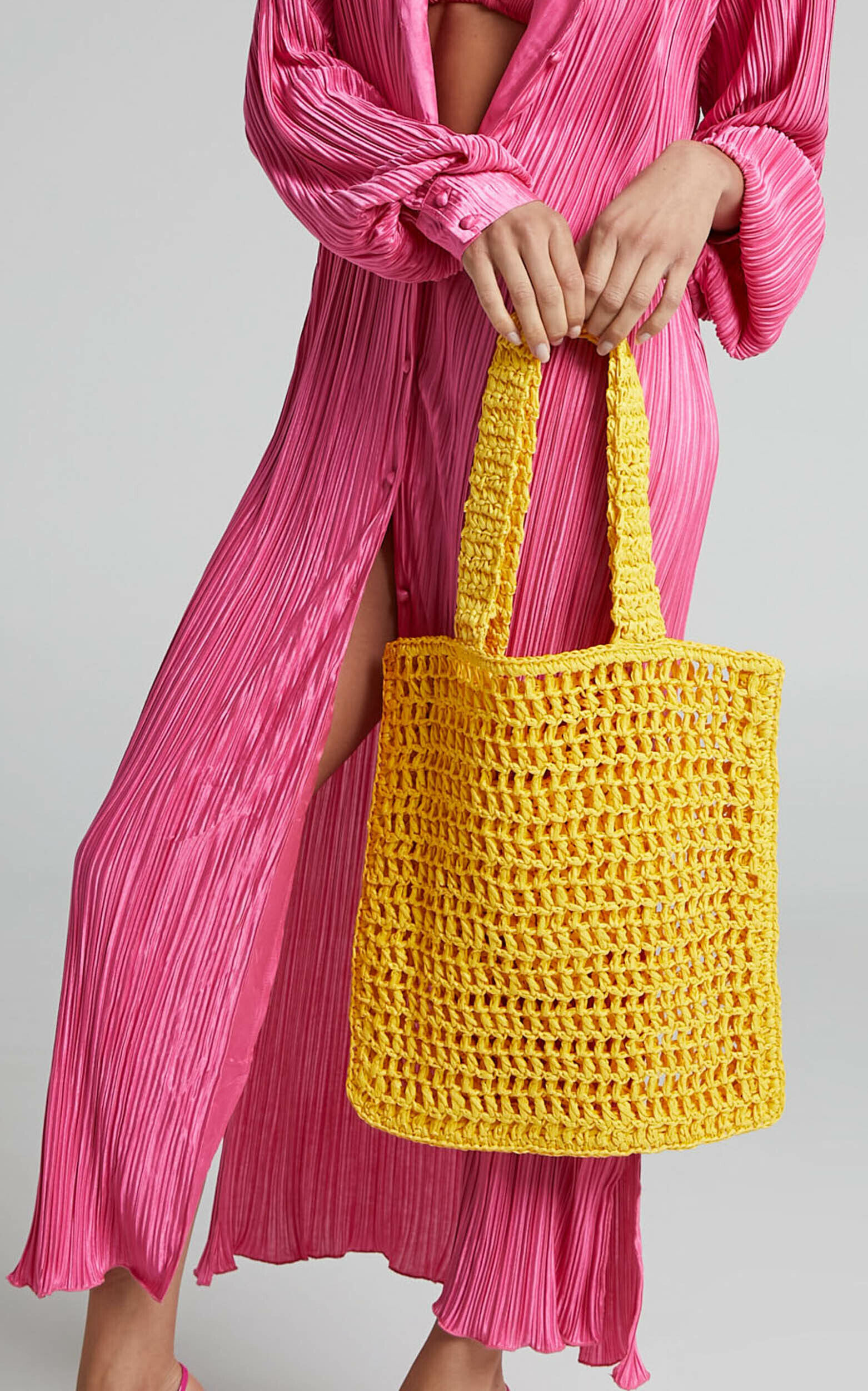 Hidilyn Crochet Tote Bag in Yellow - NoSize, YEL2, super-hi-res image number null