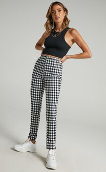 Business District Ankle Grazer Pants in Black Gingham