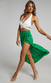 Chiruth Midi Wrap Skirt in Green