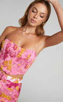 Brailey Bustier Top in Brailey Pink Jacquard