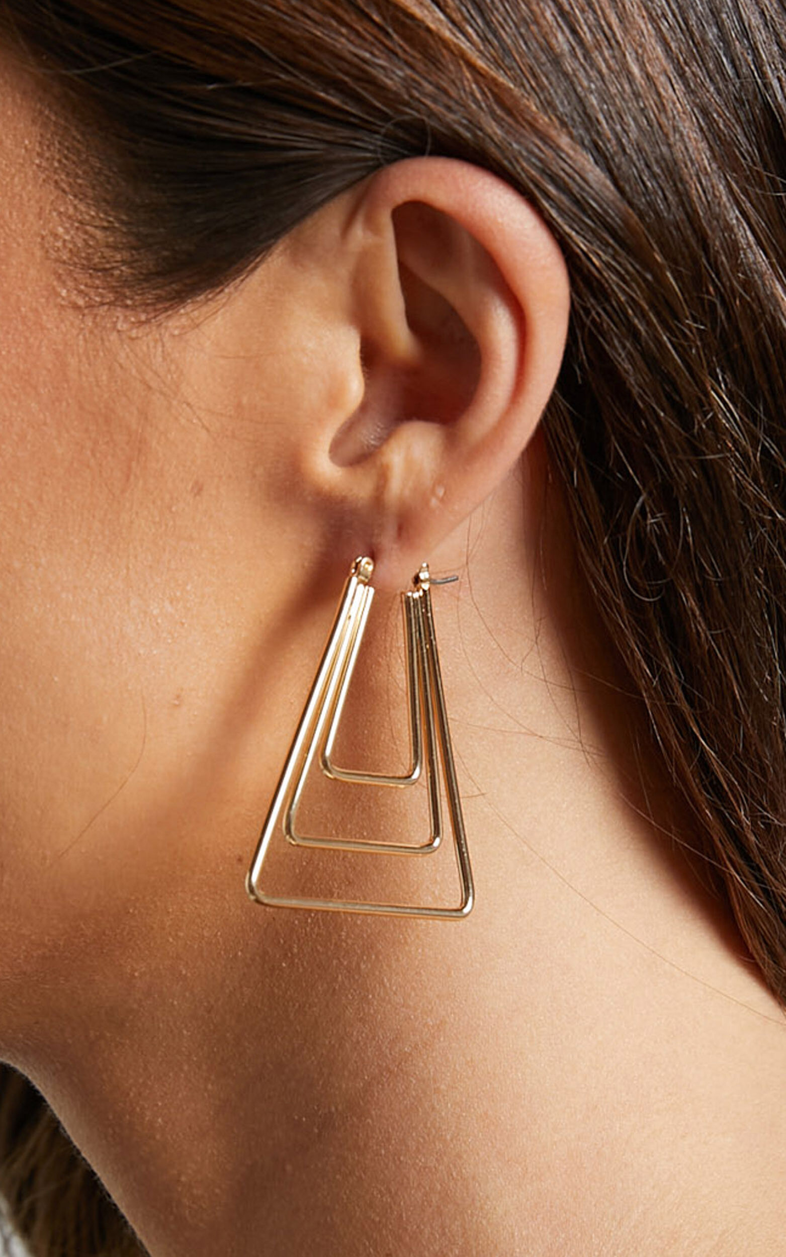 Myjela Earrings - Layered Triangle Hoop Earrings in Gold - NoSize, GLD1